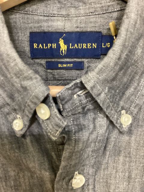 Ralph Lauren Grey Chambray Shirt SZ Large (slim fit)