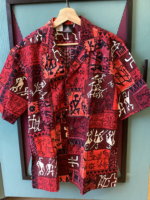 Kennington Tiki Print Shirt SZ Medium