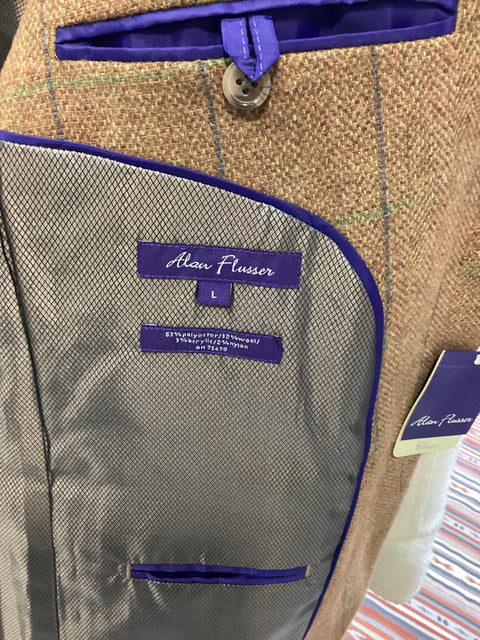 Alan Flusser Windowpane Tweed Jacket SZ Large (42)