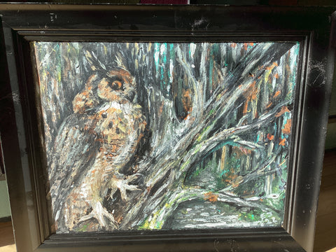 Original Owl Oil Painting