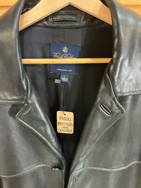 Brooks Brothers Leather Car Coat SZ Large