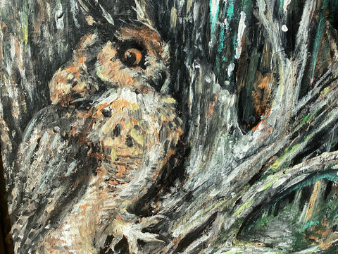 Original Owl Oil Painting