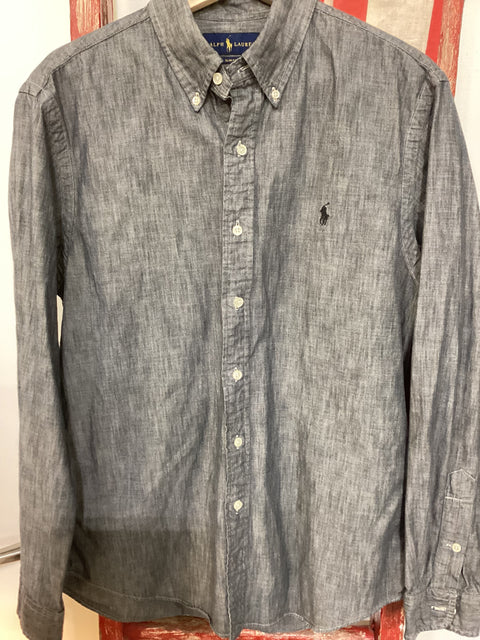 Ralph Lauren Grey Chambray Shirt SZ Large (slim fit)