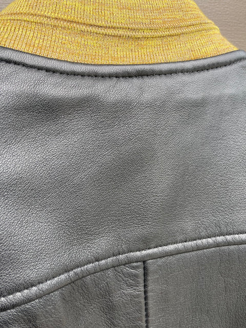 Italian Leather Bomber Jacket SZ XL (slim fit)