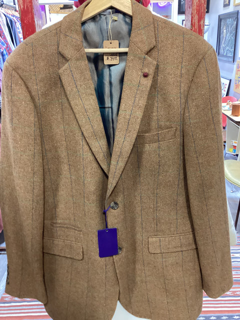 Alan Flusser Windowpane Tweed Jacket SZ Large (42)