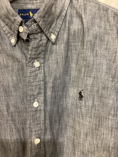 Ralph Lauren Grey Chambray Shirt SZ Large (slim fit)