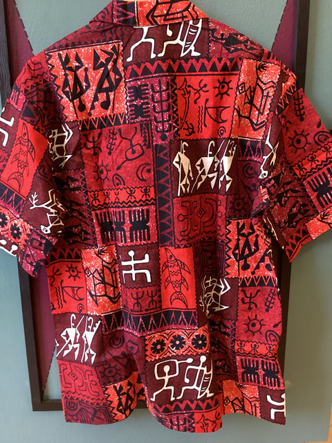 Kennington Tiki Print Shirt SZ Medium