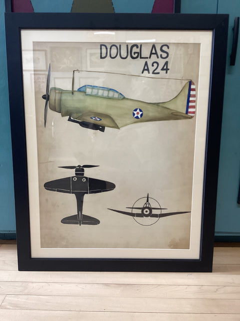 Set of 3 Vintage WWII Fighter Paintings