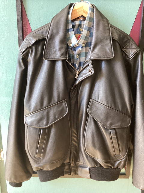 Genuine Leather Vintage Bomber Jacket SZ Medium