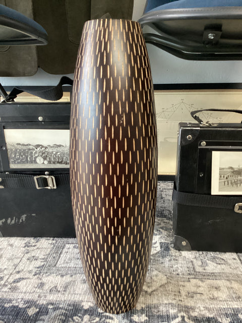 African carved wood vase.